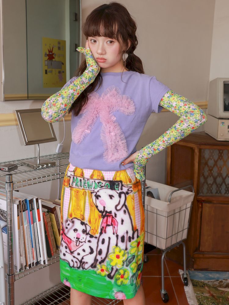Colorful Spotted Dog Printed Half Skirt【s0000013333】