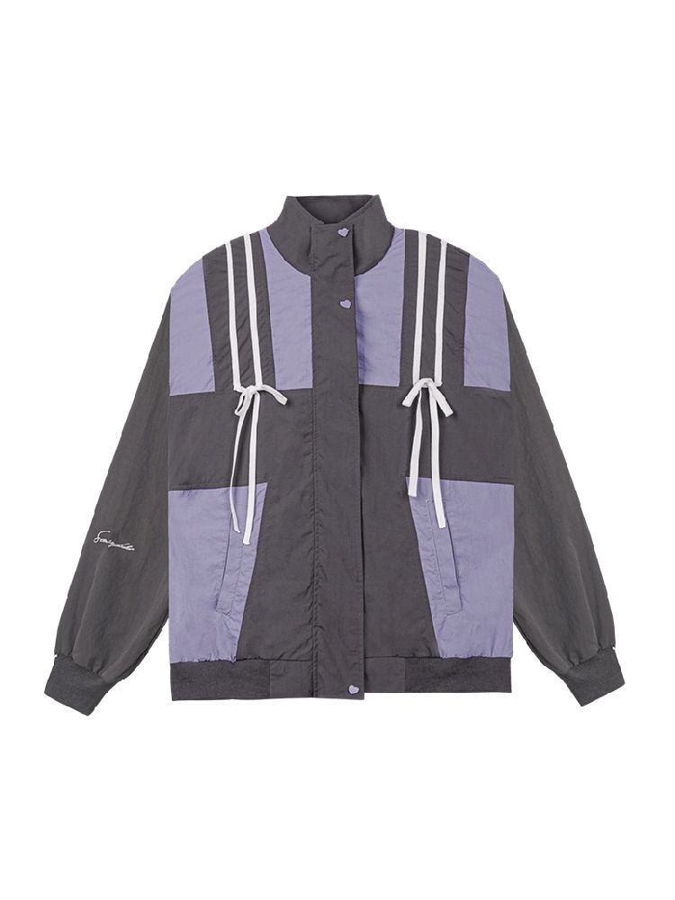 Gray Purple Loose Waterproof Jacket【s0000010117】