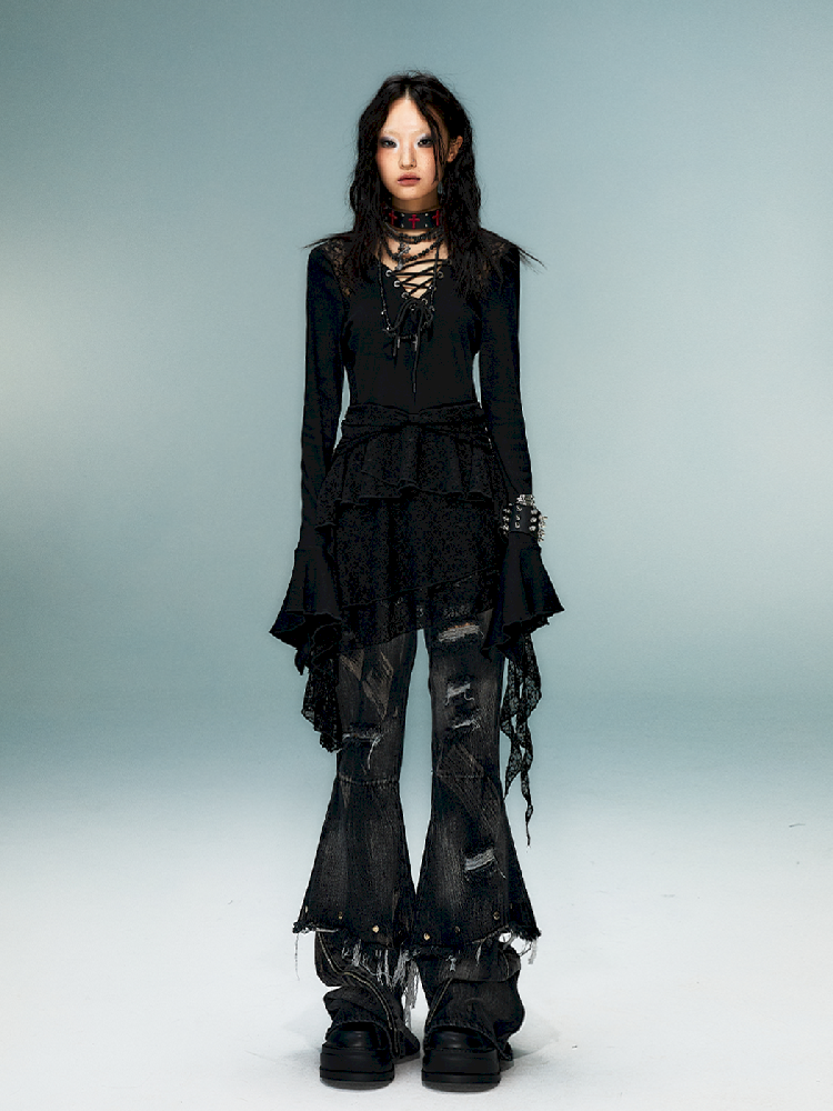 Irregular Skinny Ruffle Dress【s0000011478】