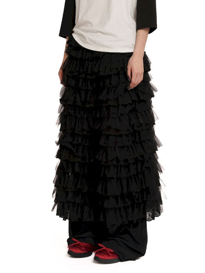 Lightweight cake-style midi skirt【s0000012568】