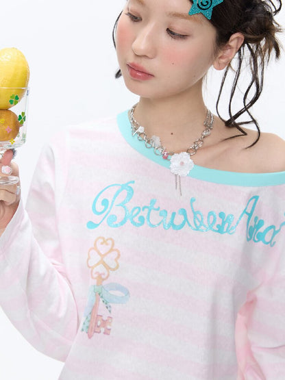 Polka Dot Stripe Long Sleeve Top【s0000016397】