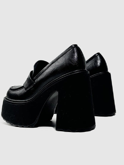 Matte Leather High Heel Loafers【s0000015716】