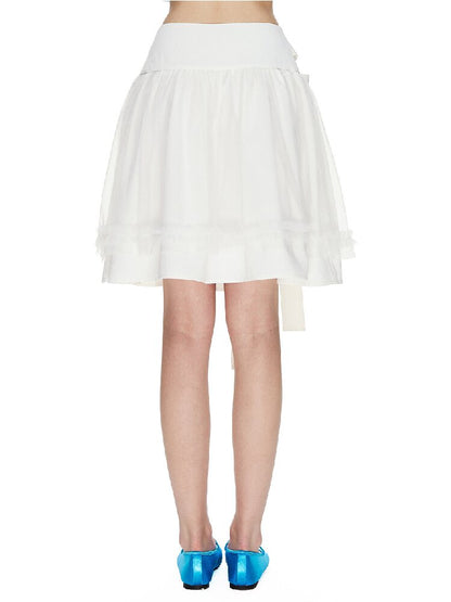 White Bow Strap Lace A-line Skirt【s0000015857】