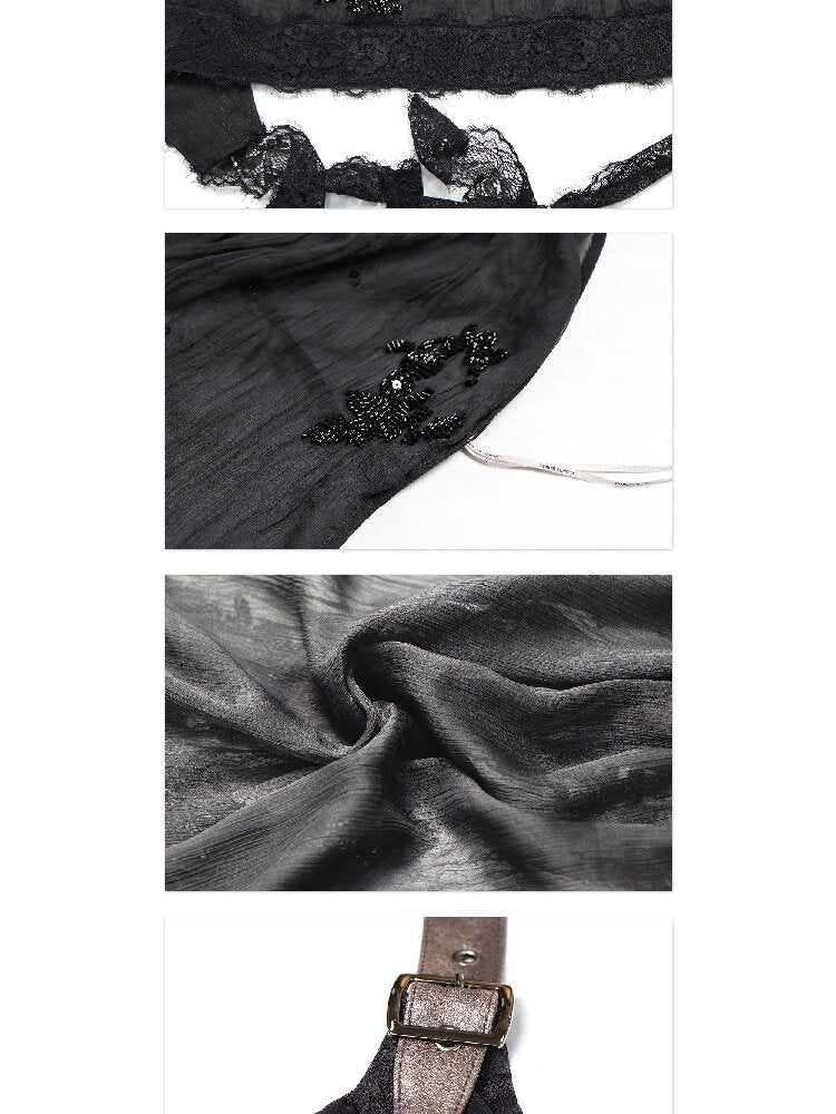 Chiffon Lace Embroidered Halter Top【s0000017659】