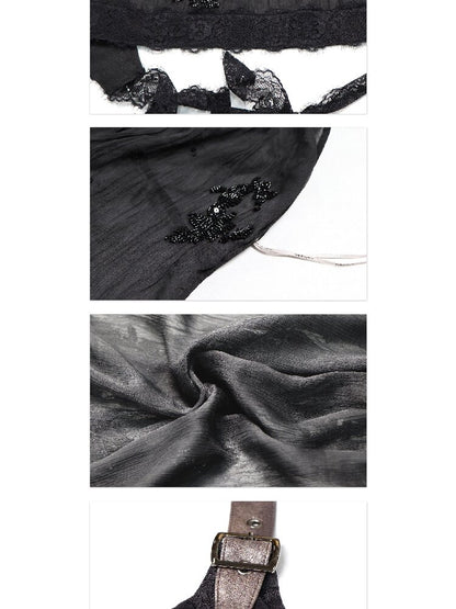 Chiffon Lace Embroidered Halter Top【s0000017659】