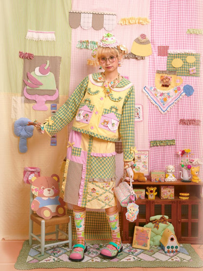 Jacket & Patchwork Half Skirt Set【s0000013703】