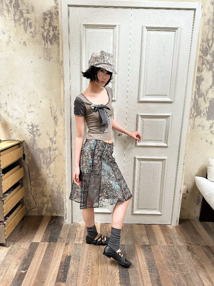 Leopard Polka Dot Patchwork T-Shirt【s0000018083】