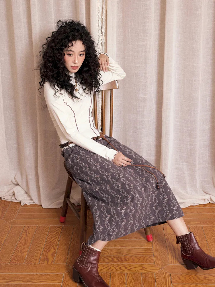 Retro-inspired versatile print maxi skirt【s0000013992】