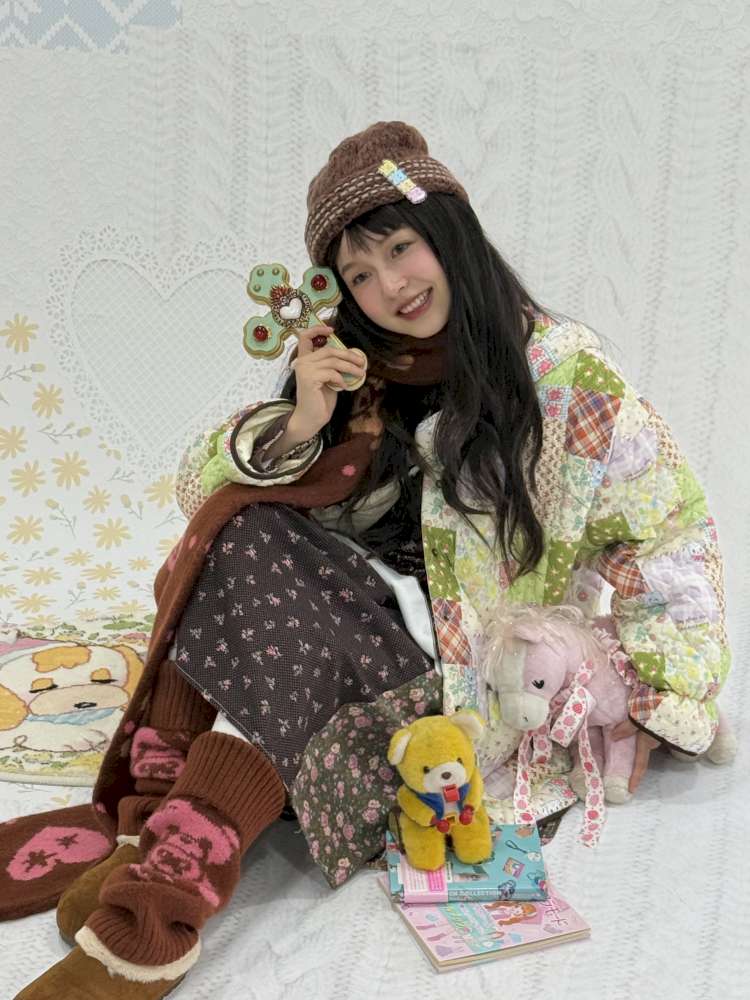 Bear Print Brown Knitted Leg Cover【s0000015035】