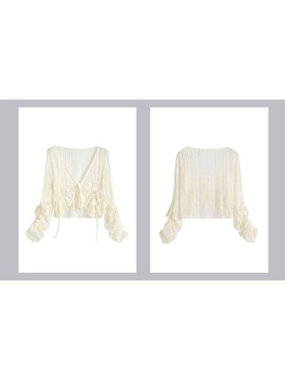 MUSCLE LACE DRAWSTRING SUN CARDIGAN [S0000009378]