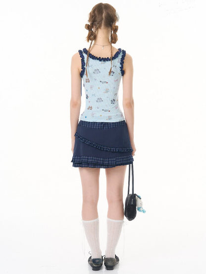 Plaid Pleated Hem Slimming Skirt【s0000016608】