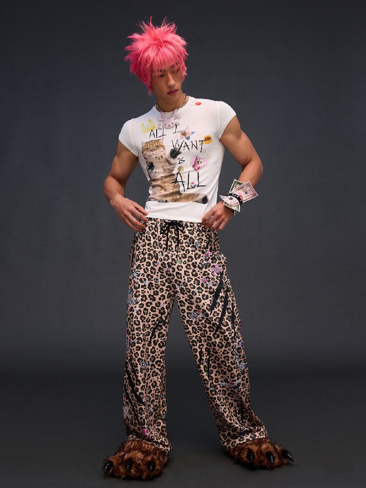 Cat Print Slim Fit T-Shirt【s0000017027】