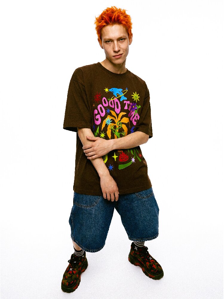 American Graffiti Print Loose T Shirt【s0000017112】
