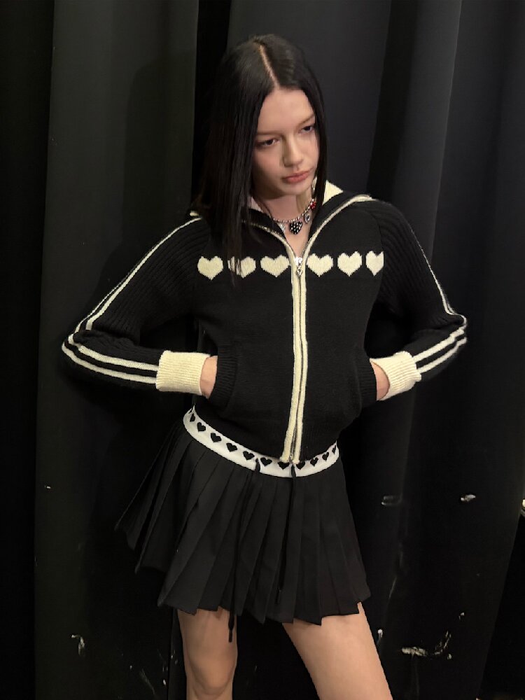 Love Jacquard Cropped Cardigan【s0000015872】