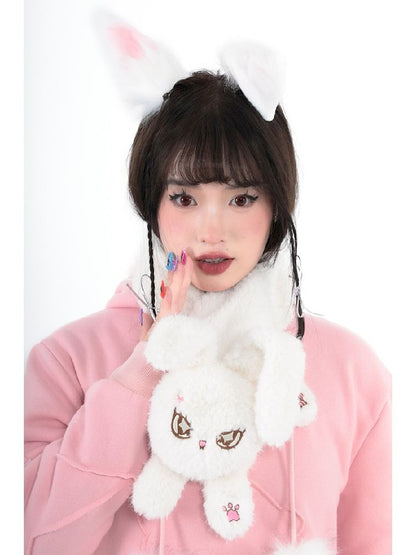 Warm Plush White Rabbit Doll Scarf【s0000005712】