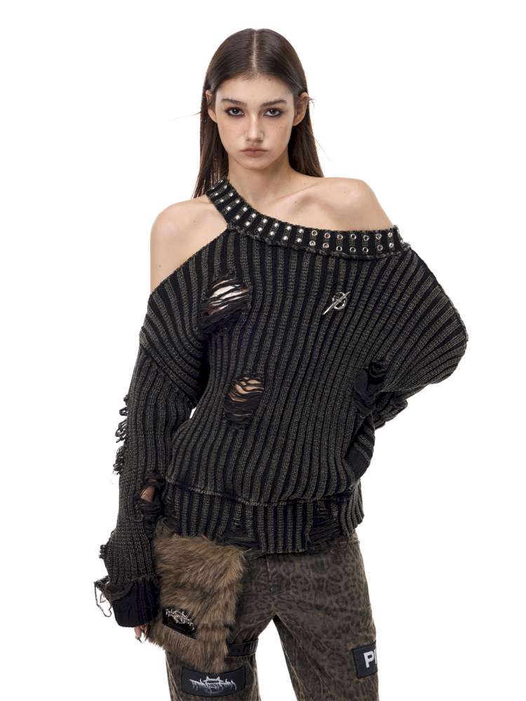 Rivet Destruction Rock Knit Sweater【s0000015119】