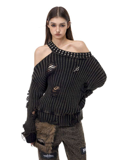 Rivet Destruction Rock Knit Sweater【s0000015119】