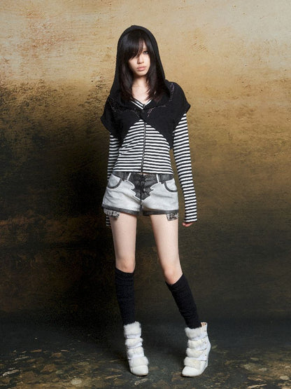 낮은 허리 반바지 2 개 레깅스 [S000011805]