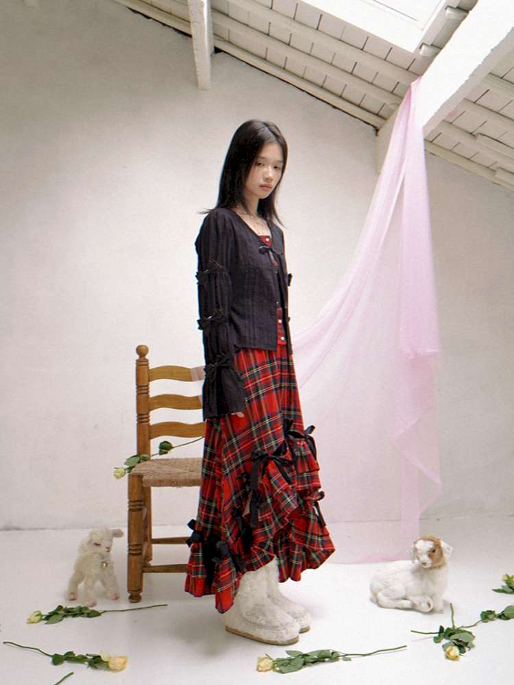 Patchwork Print Fitted Long-Sleeve Shirt【s0000014523】