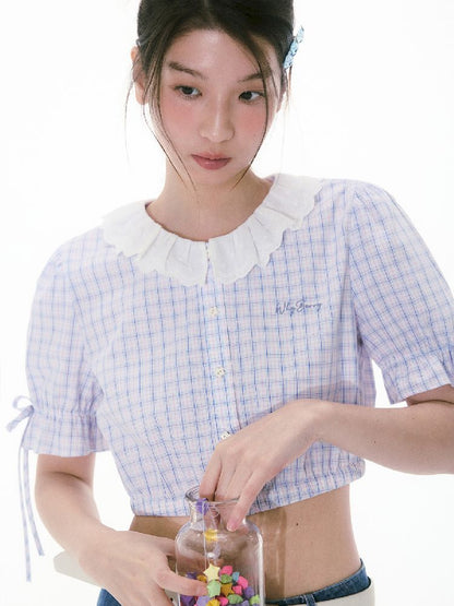 Bubble Sleeve Short Sleeve Blouse【s0000011996】