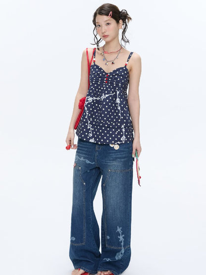 Stud Washed Two Tone Raw Jeans【s0000016398】