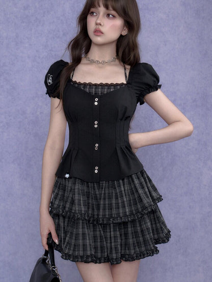 Halter Neck Faux Two Piece Dress【s0000017684】