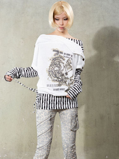 One Shoulder Punk Loose Sweatshirt【s0000009932】