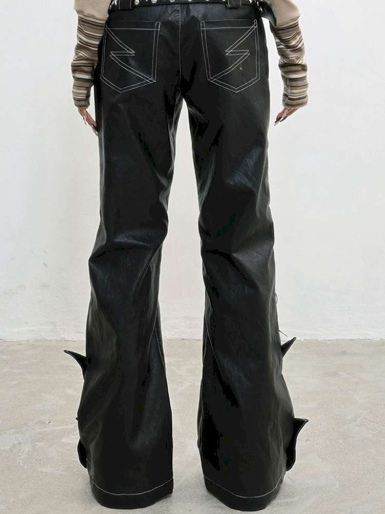 Strap Double Waist Leather Pants【s0000014834】