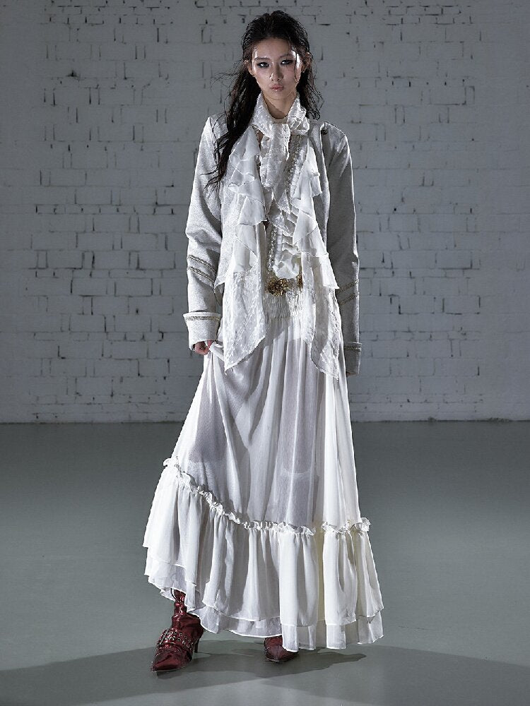 Streamer Snood Chiffon Leather Jacket【s0000015942】