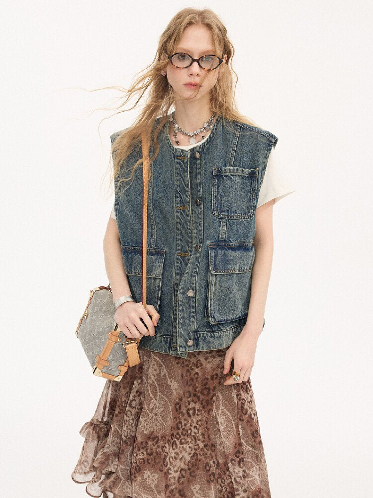 Loose Large Pocket Denim Vest【s0000015898】