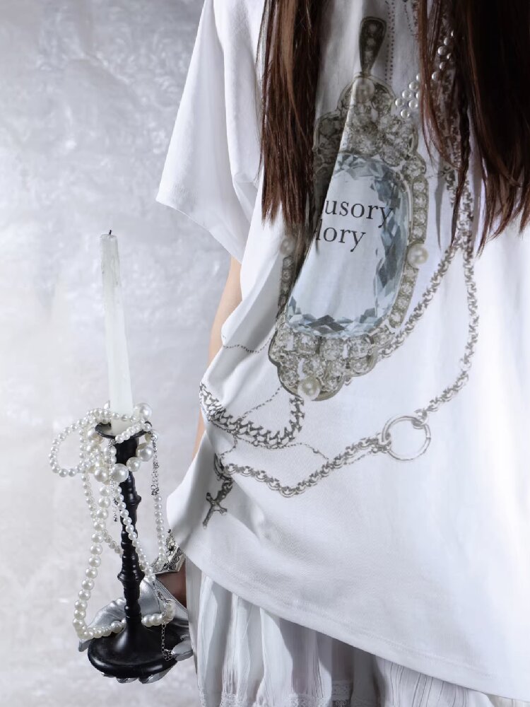 Vintage Gem Print Diamond T-Shirt【s0000015913】