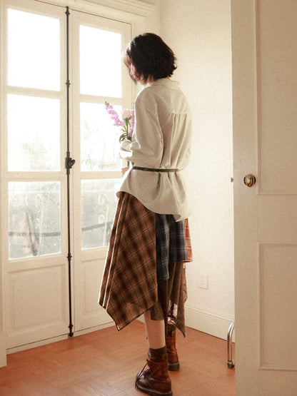 Elastic Plaid Irregular Spliced Skirt【s0000015462】