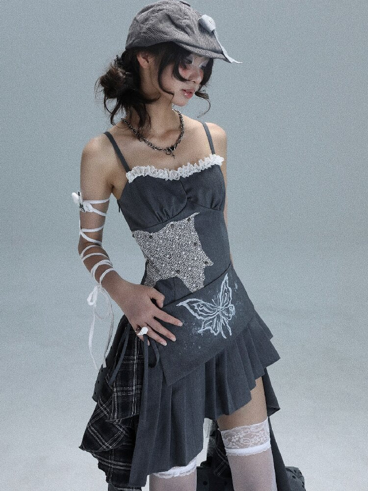 Polka Dot Plaid Stitching Dress【s0000016724】
