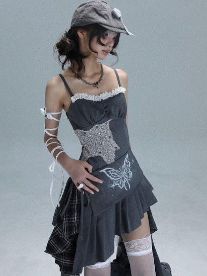 Polka Dot Plaid Stitching Dress【s0000016724】