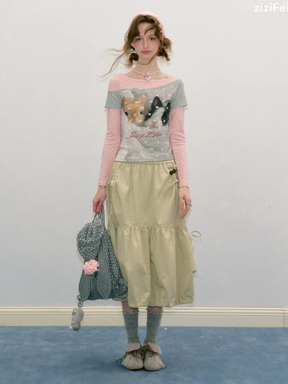 Colorblock Rabbit Print Shirt【s0000017893】