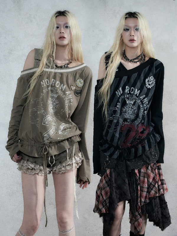 Punk Faux Two-Piece Sweatshirt T-Shirt【s0000018529】