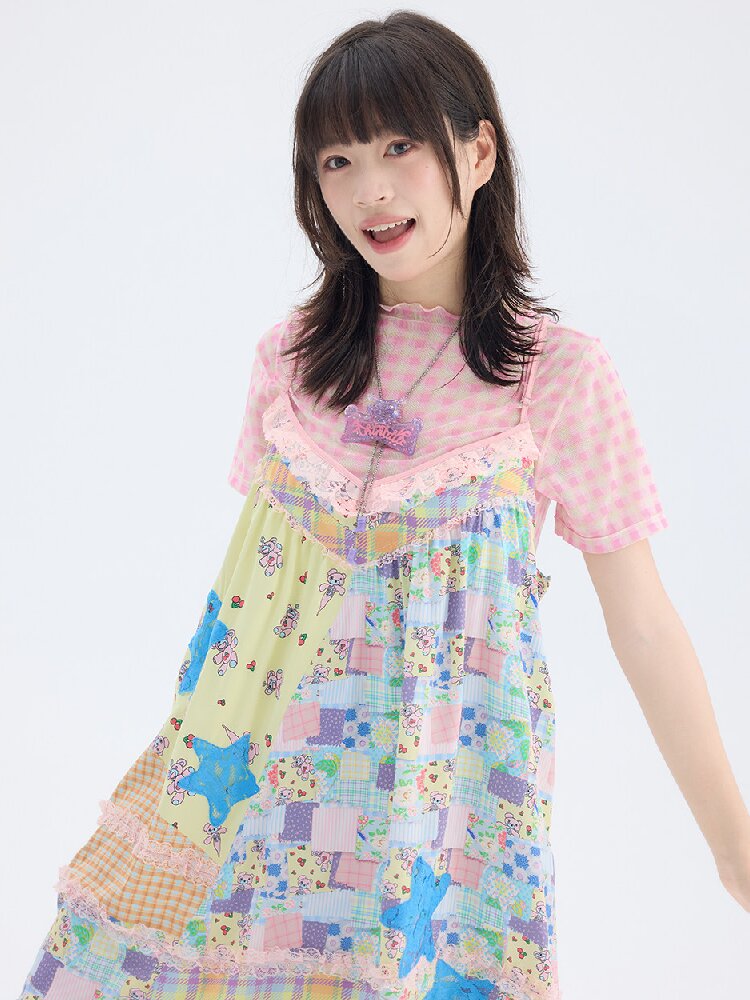 Floral Patchwork Star Lace Dress【s0000017699】