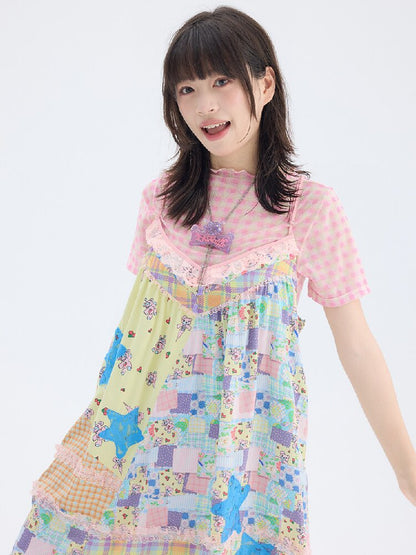 Floral Patchwork Star Lace Dress【s0000017699】