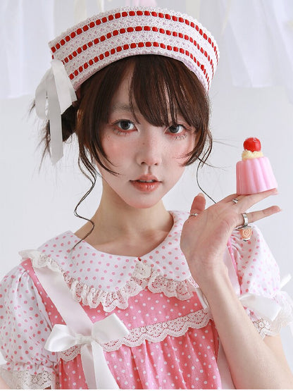 Pink Striped Navy Lolita Hat【s0000016557】