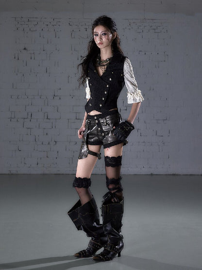 Lace Leopard Print Denim Jacket【s0000016212】