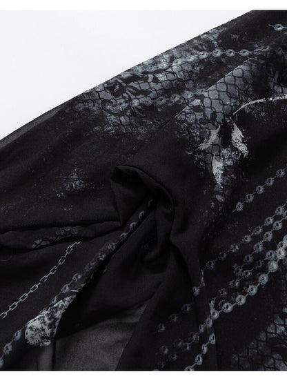 Print Chiffon Swing Collar T-Shirt【s0000016209】