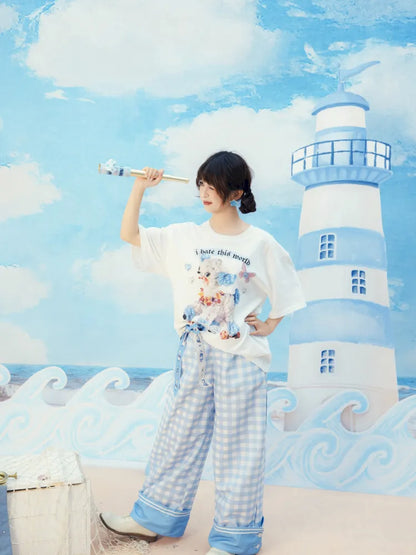 Checkered Wide-Leg Trousers【s0000014158】