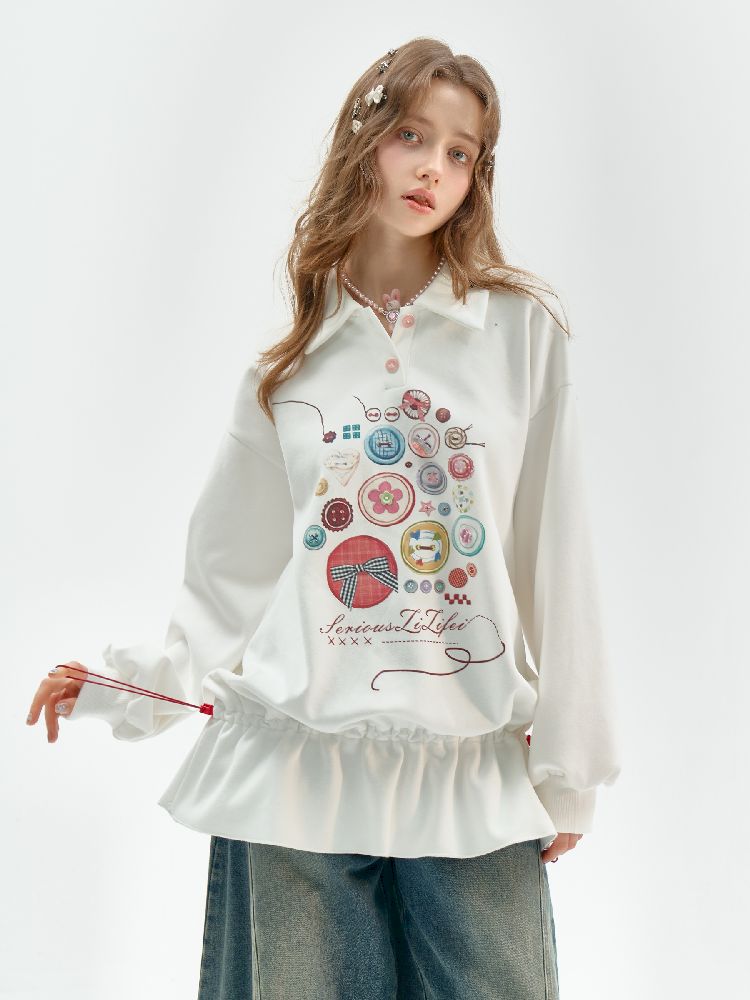 Polo Neck Waisted Sweatshirt Dress【s0000011516】