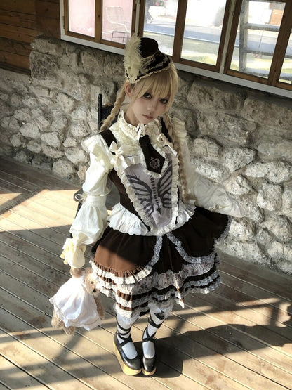 Bone Print Velvet Lace Corset Vest【s0000015613】