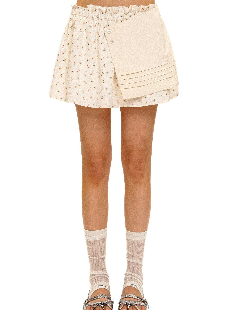 Tuck Pleated Faux Two-Piece Skirt【s0000017420】