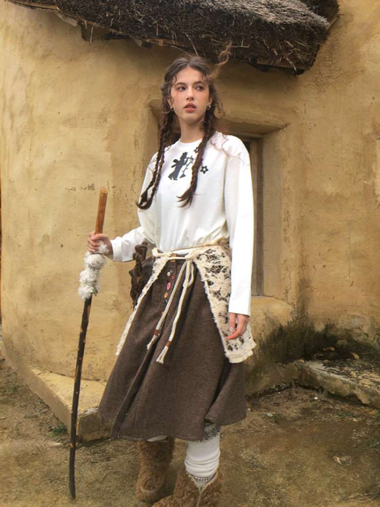 Forest Elf Print Long Sleeve T-Shirt【s0000014898】