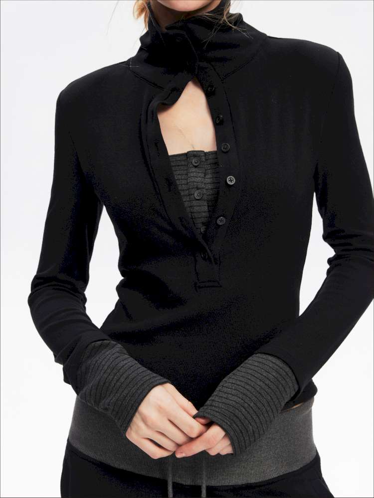 Comfortable Slim Henry Neck Knitted Top【s0000014878】