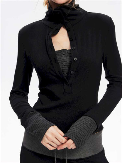 Comfortable Slim Henry Neck Knitted Top【s0000014878】