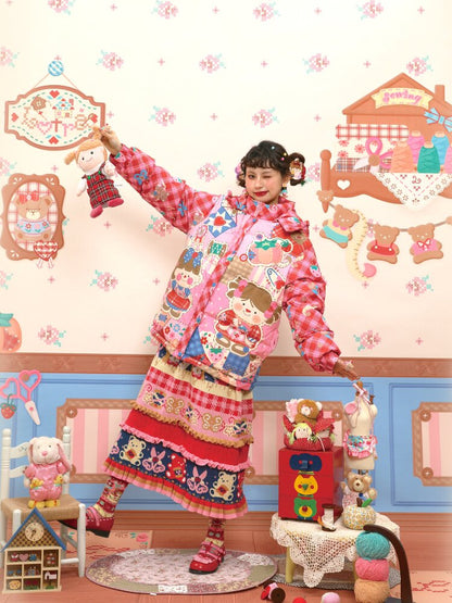 Red Pink White Duck Down Jacket【s0000015567】