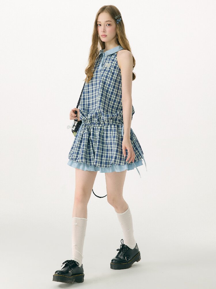Summer Plaid Doll Collar Dress Girl【s0000017149】
